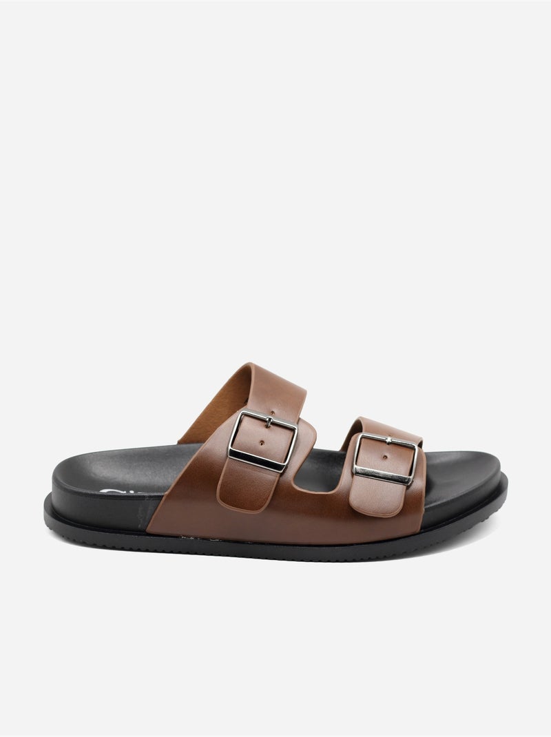 Mules double brides Marron - Kiabi