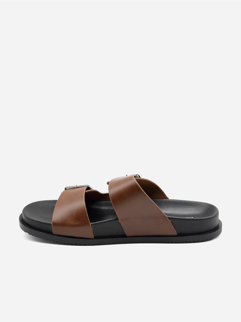 Mules double brides Marron - Kiabi
