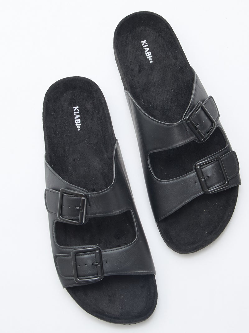 Mules double brides Noir - Kiabi