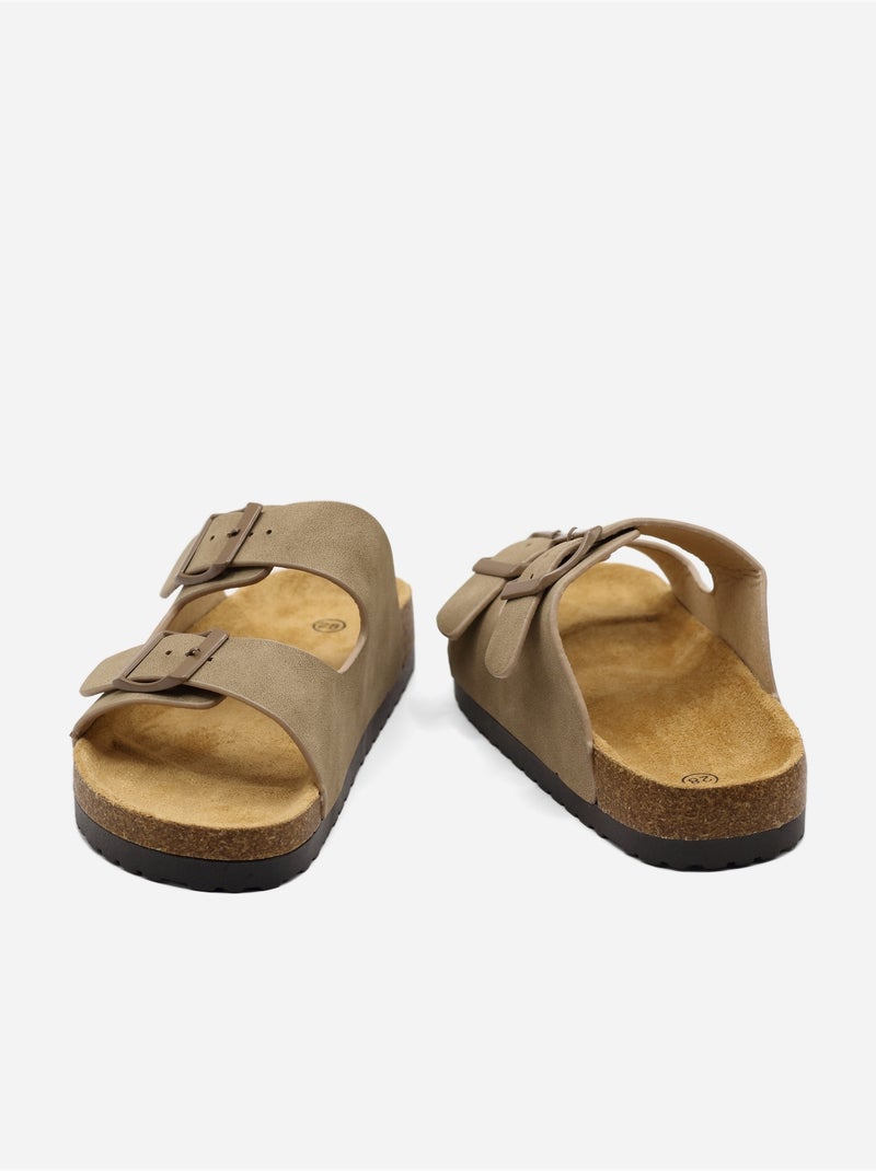 Mules double brides Taupe - Kiabi