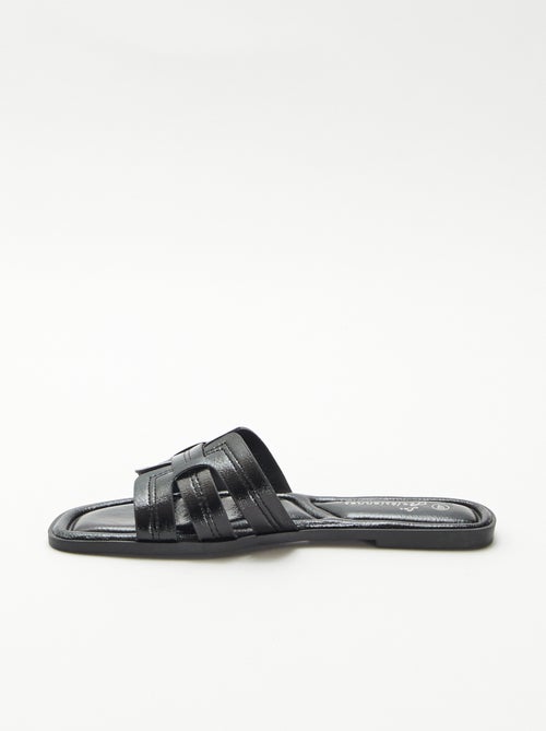 Mules effet cuir craquelé - Kiabi