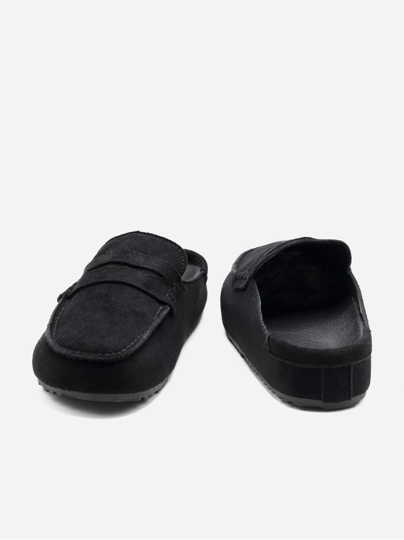 Mules effet daim Noir - Kiabi