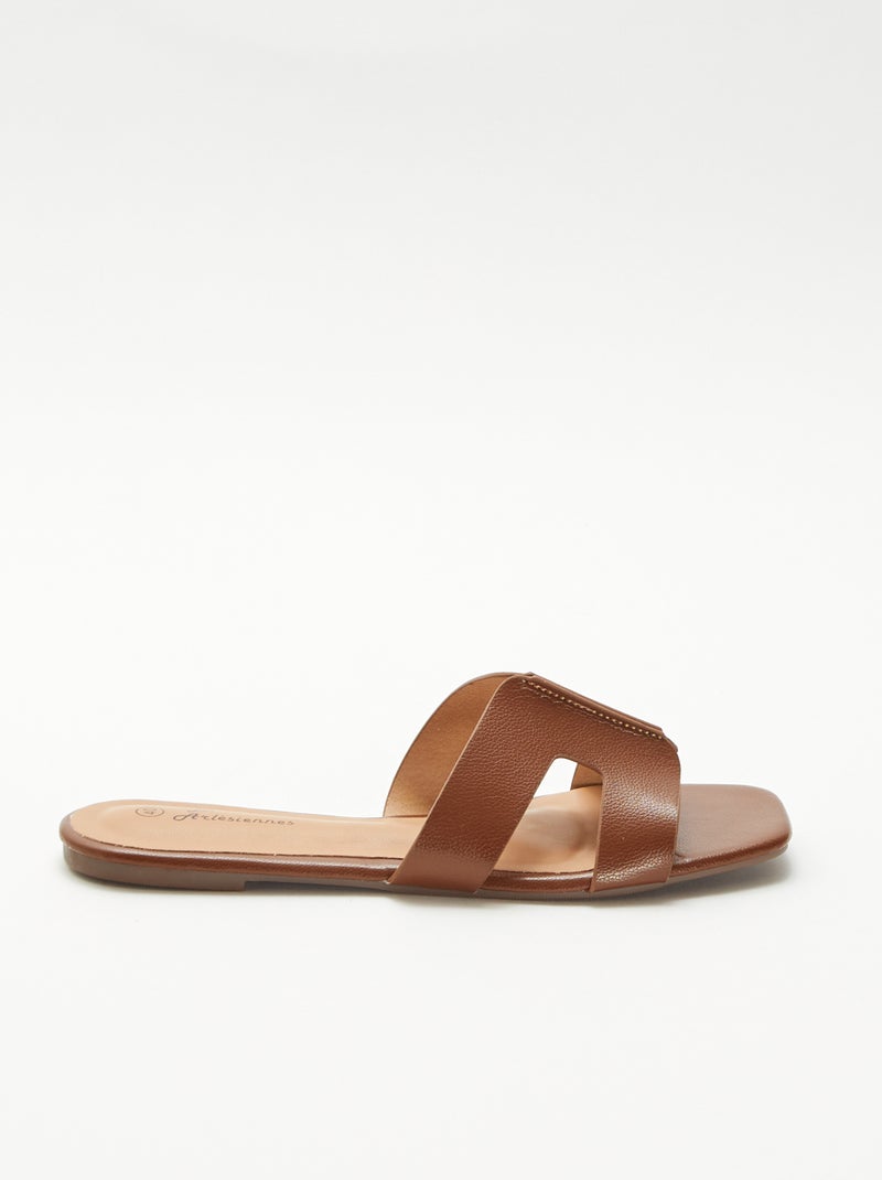 Mules en simili Marron - Kiabi