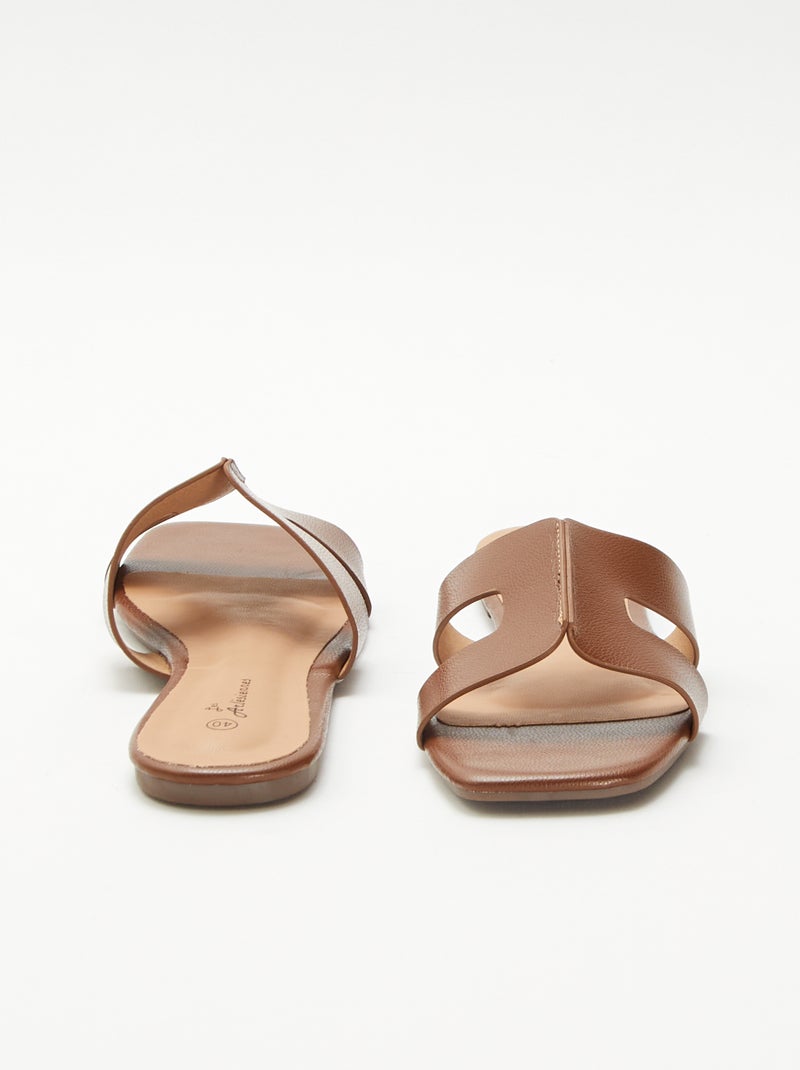 Mules en simili Marron - Kiabi