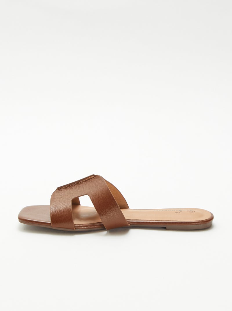 Mules en simili Marron - Kiabi