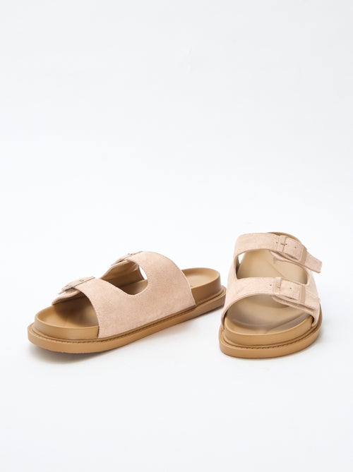 Mules en suédine à double bride - Kiabi