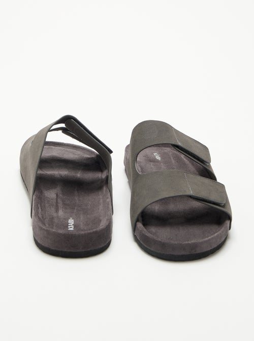 Mules en suédine avec brides à scratch - Kiabi