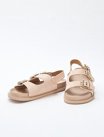 Mules en suédine avec brides ajustables à l'arrière