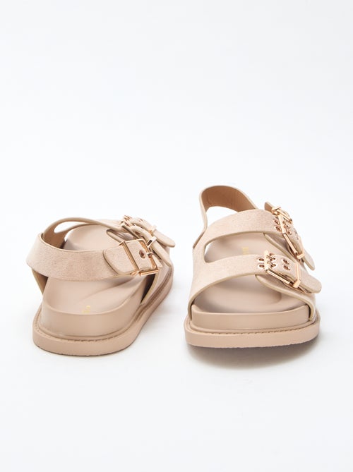 Mules en suédine avec brides ajustables à l'arrière - Kiabi