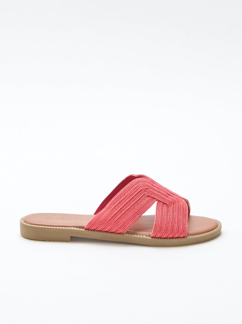 Mules en textile Rouge - Kiabi