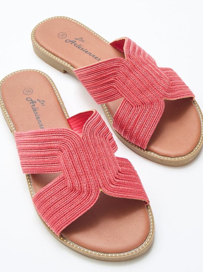 Mules en textile Rouge - Kiabi