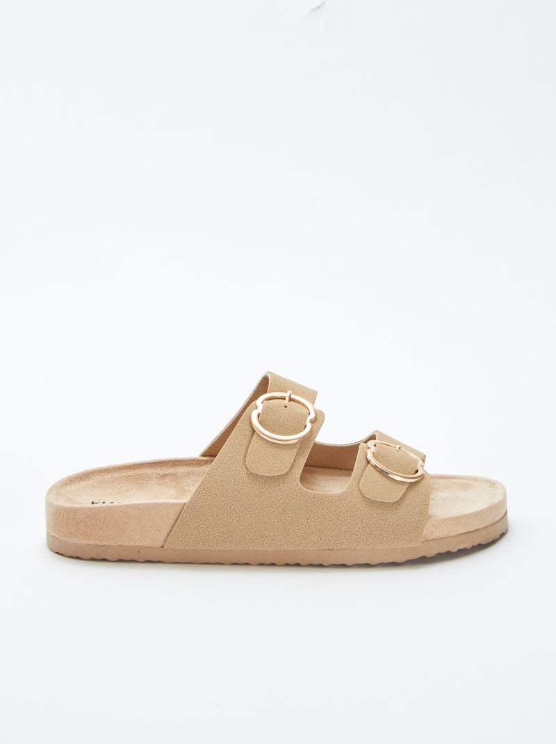 Mules épaisses double bride Beige - Kiabi
