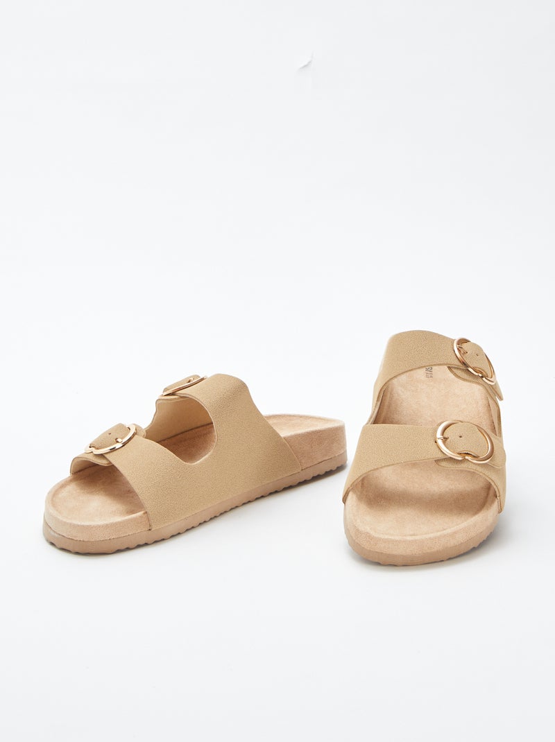 Mules épaisses double bride Beige - Kiabi