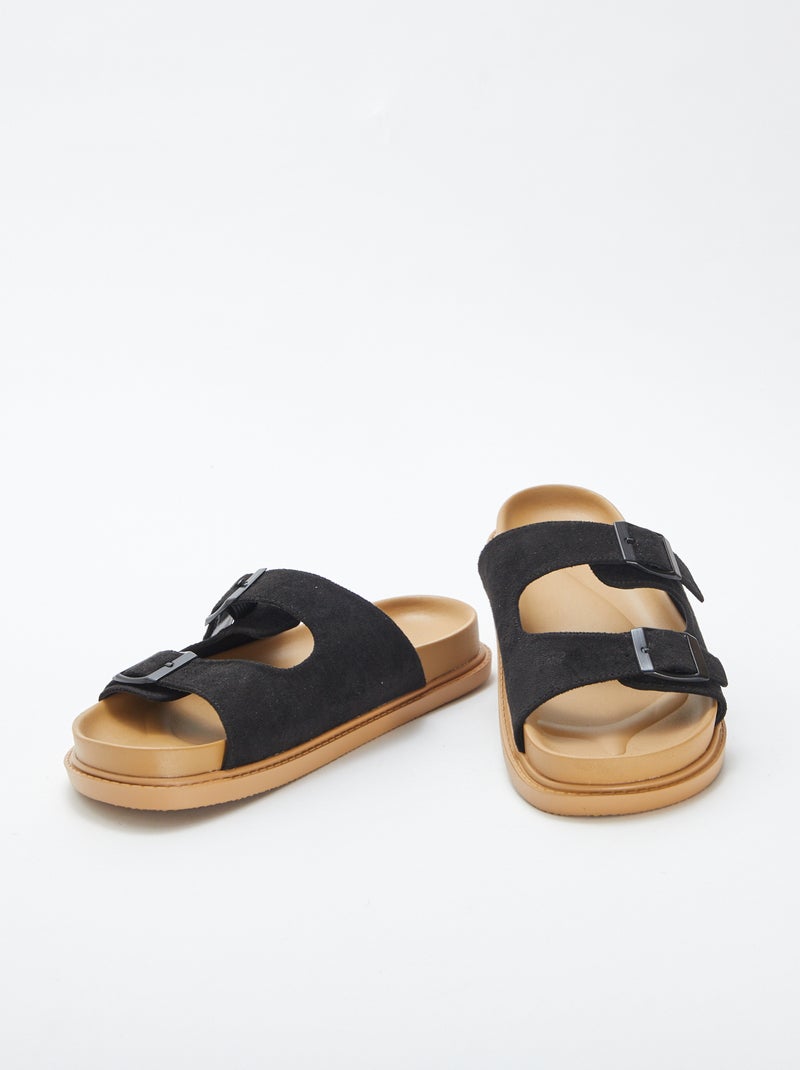 Mules épaisses double bride NOIR - Kiabi