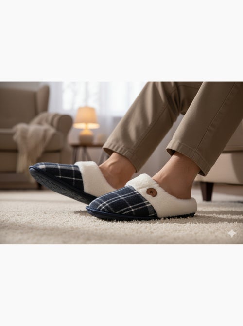 Mules homme Jacquard écossais MU9732 - Kiabi Mules homme Jacquard écossais MU9732 - Kiabi