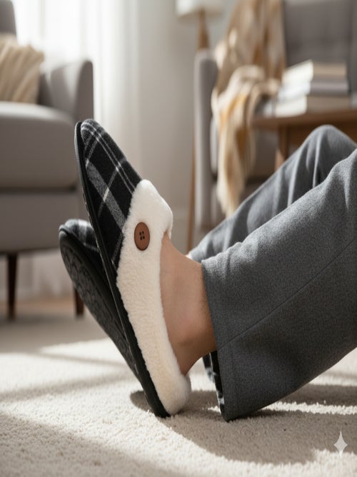 Mules homme Jacquard écossais MU9732 - Kiabi Mules homme Jacquard écossais MU9732 - Kiabi