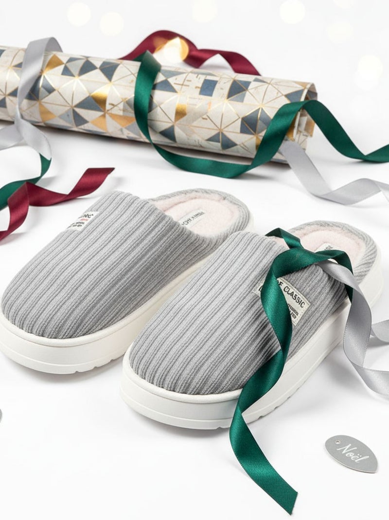 Mules homme velours côtelé MU10122 Gris - Kiabi