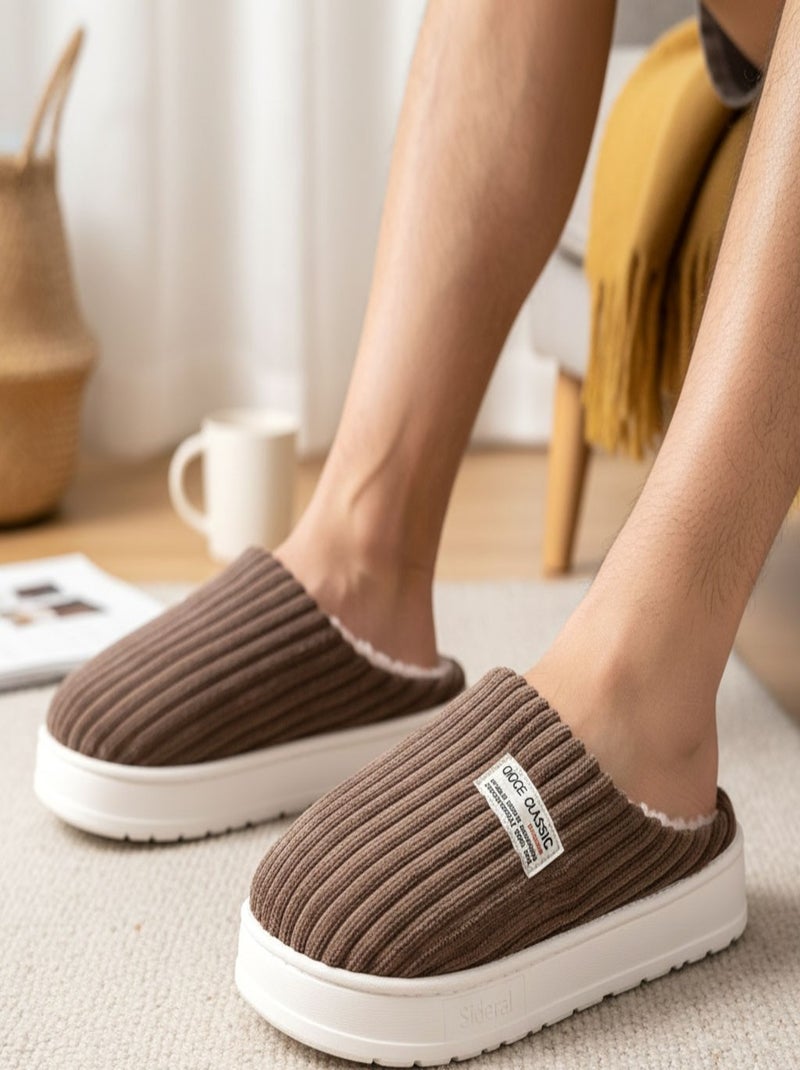 Mules homme velours côtelé MU10122 Marron - Kiabi