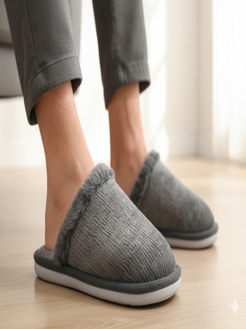 Mules homme velours ondulé MU9714 Gris - Kiabi
