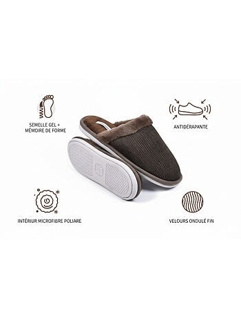 Mules homme velours ondulé MU9714