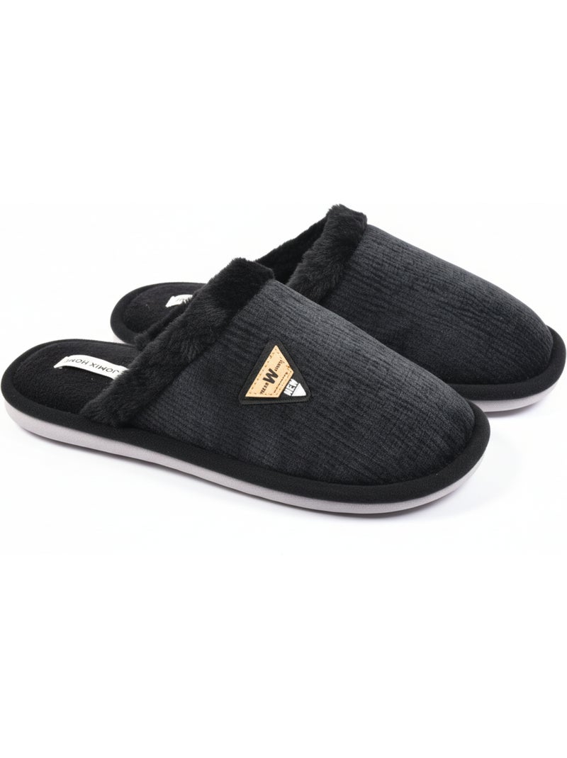 Mules homme velours ondulé MU9714 Noir - Kiabi