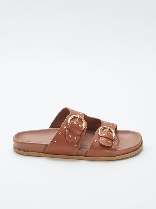 Mules met banden en goudkleurige gespen - Kiabi