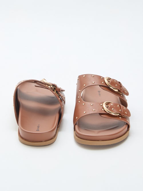 Mules met banden en goudkleurige gespen - Kiabi