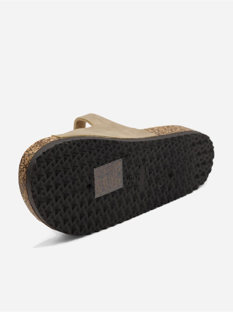Mules met drie bandjes Taupe - Kiabi