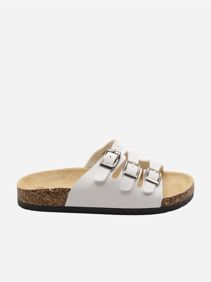 Mules met drie bandjes Wit - Kiabi