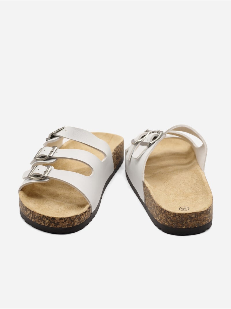 Mules met drie bandjes Wit - Kiabi