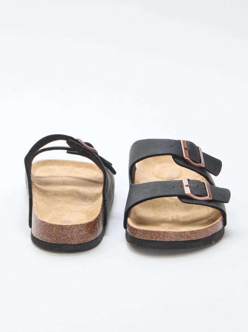 Mules met dubbele band Zwart - Kiabi