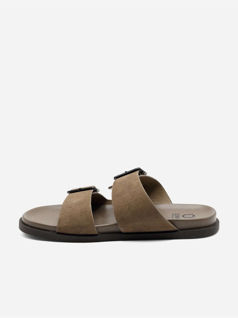 Mules met dubbele bandjes - Uomo Kaki - Kiabi