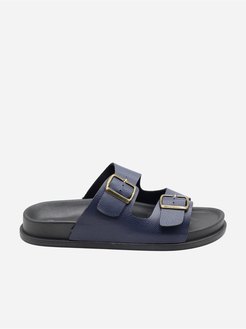 Mules met dubbele bandjes Blauw - Kiabi
