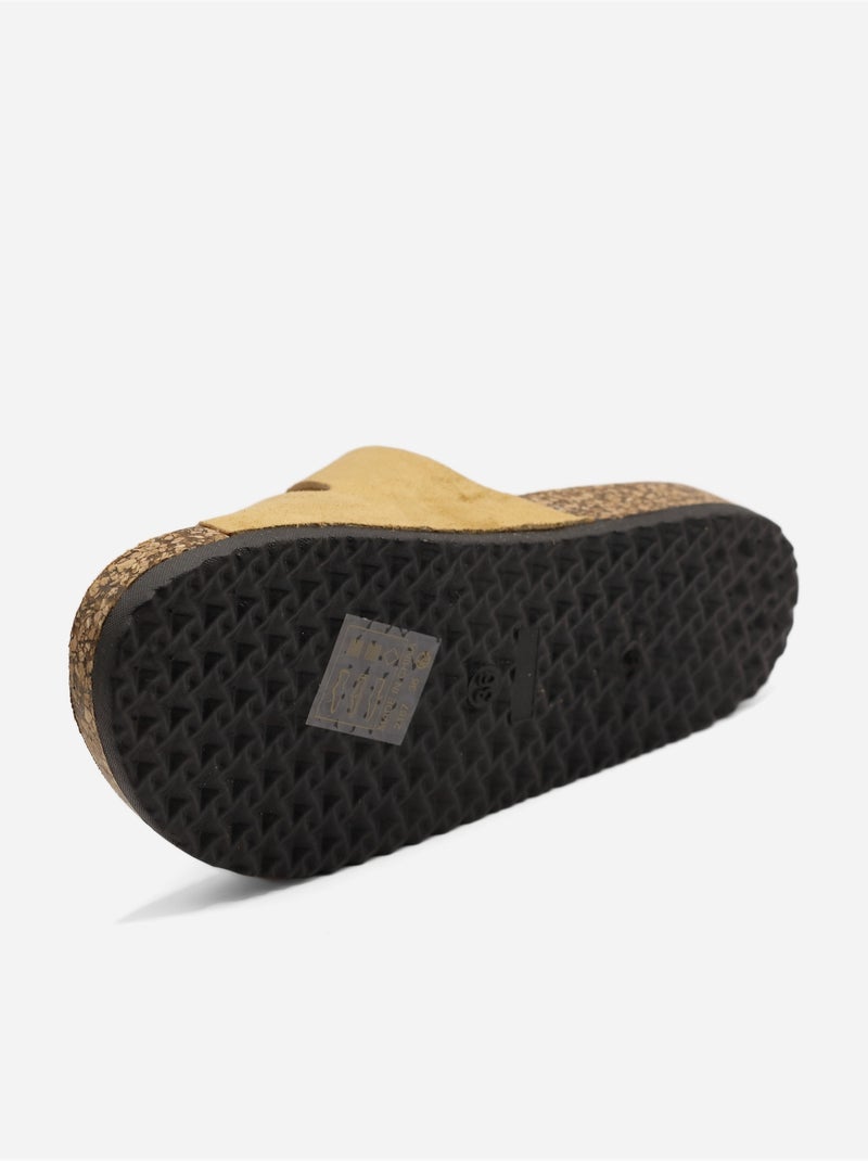 Mules met dubbele bandjes Camel - Kiabi