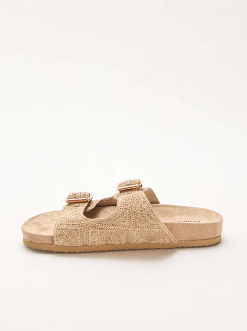 Mules met dubbele bandjes in macramé - Kiabi
