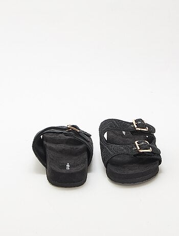 Mules met dubbele bandjes in macramé