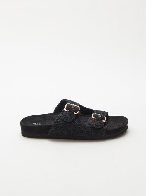 Mules met dubbele bandjes in macramé - Kiabi