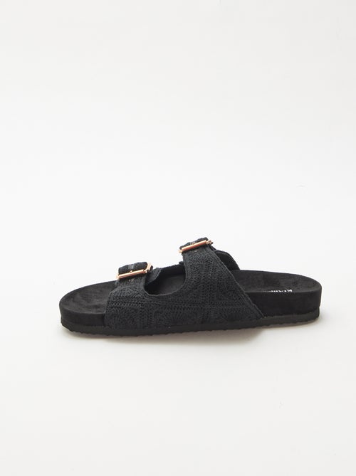 Mules met dubbele bandjes in macramé - Kiabi