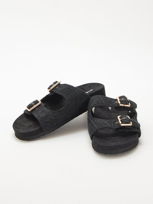 Mules met dubbele bandjes in macramé - Kiabi