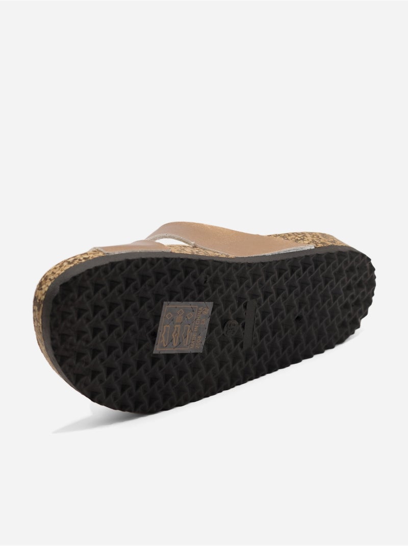 Mules met gekruiste bandjes Champagne - Kiabi