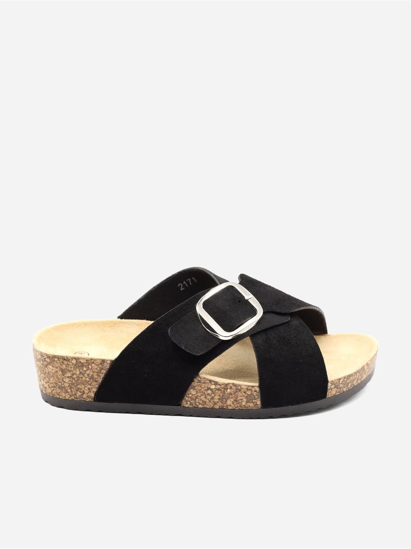 Mules met gekruiste bandjes Zwart - Kiabi