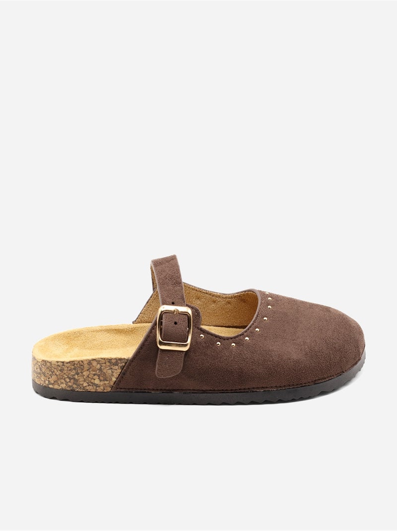 Mules met gesp en studs Bruin - Kiabi