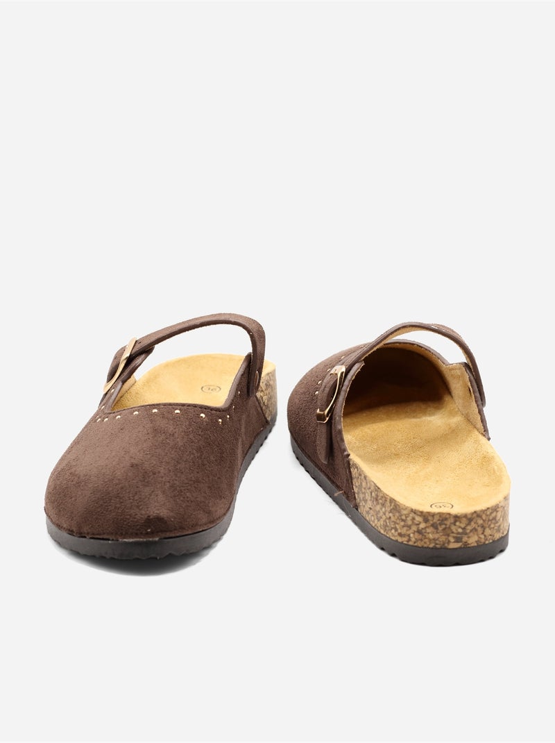 Mules met gesp en studs Bruin - Kiabi