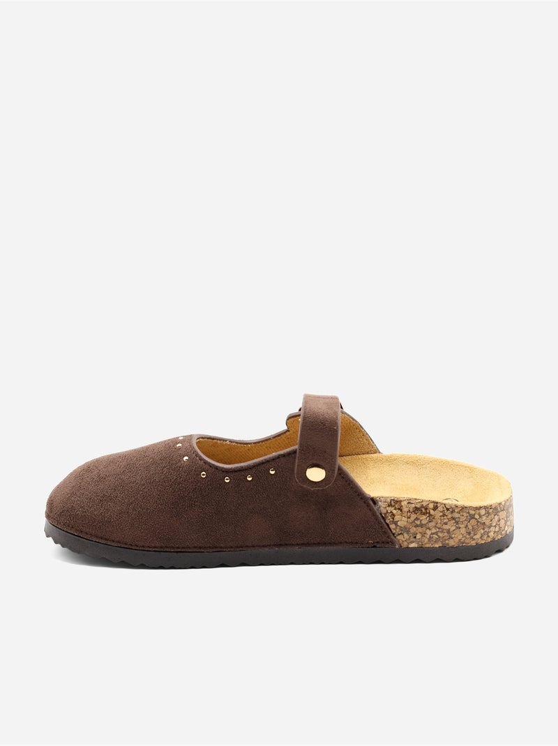 Mules met gesp en studs Bruin - Kiabi