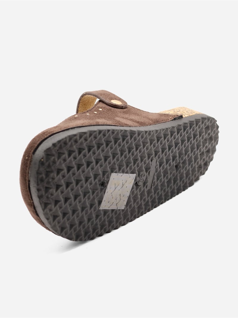 Mules met gesp en studs Bruin - Kiabi