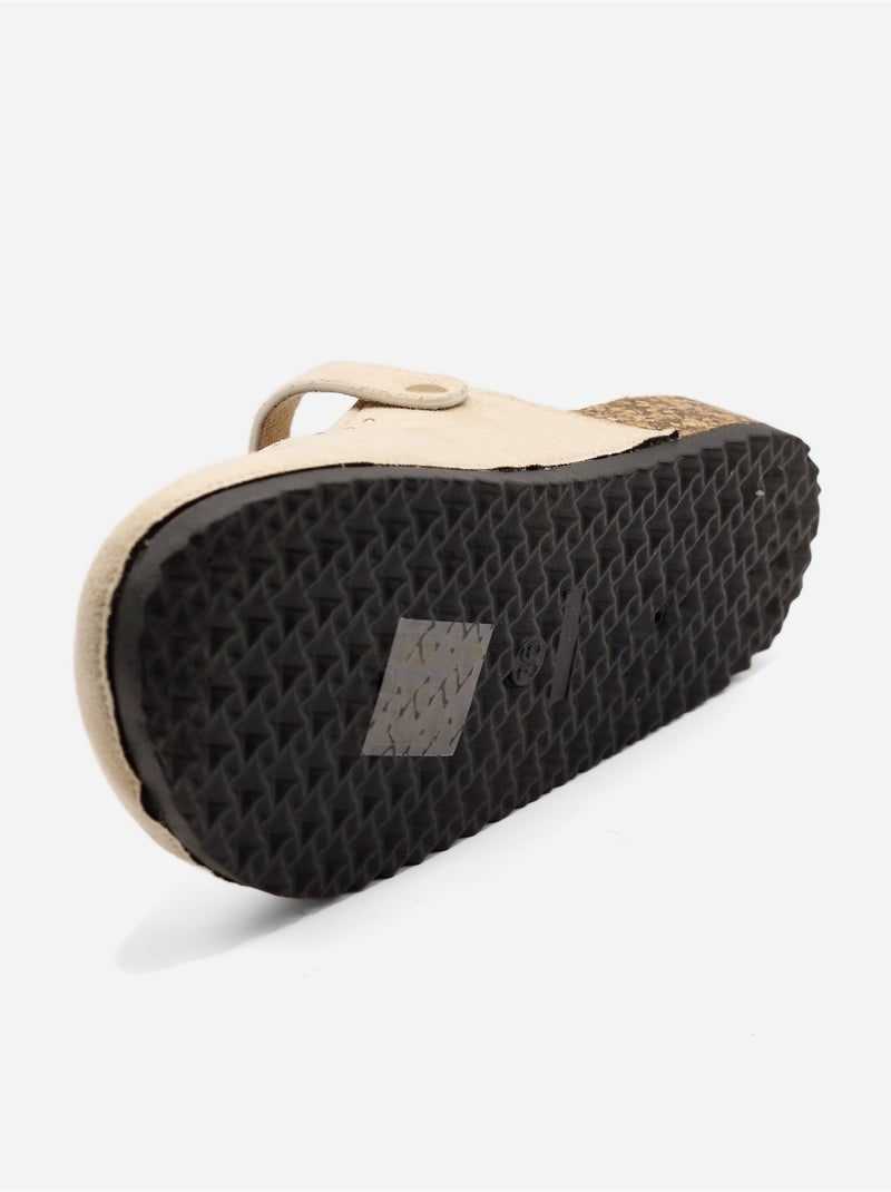 Mules met gesp en studs Crème - Kiabi