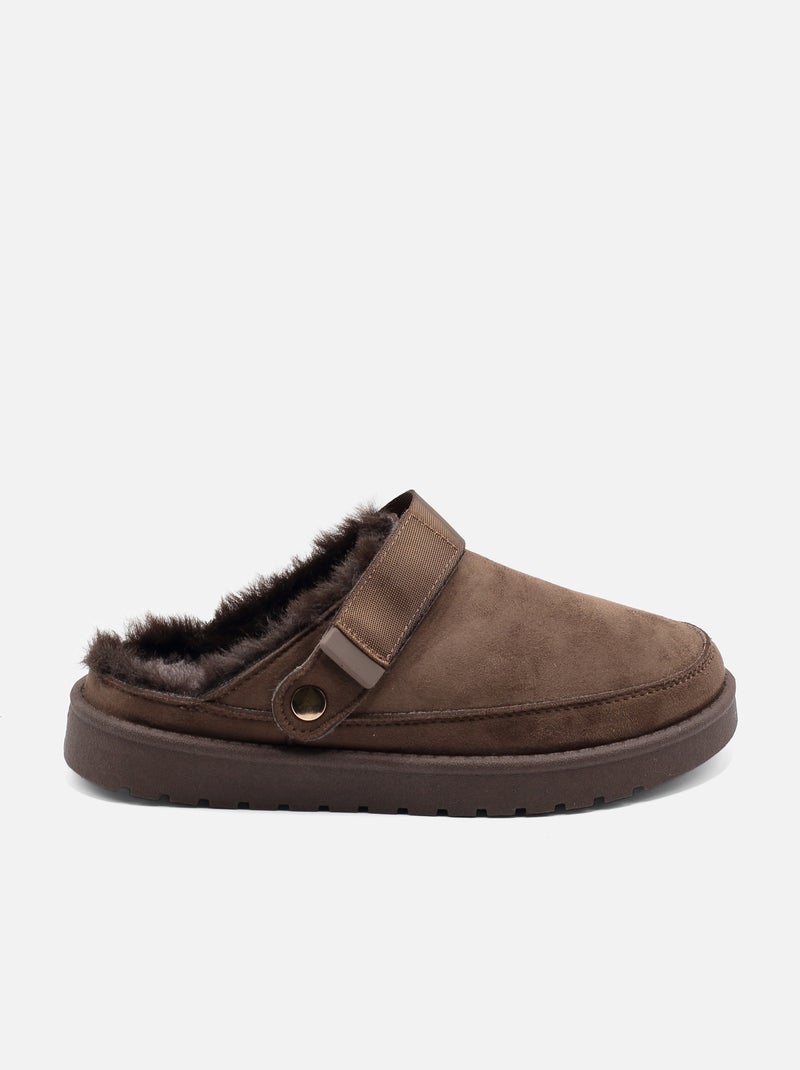 Mules met imitatiebont Bruin - Kiabi