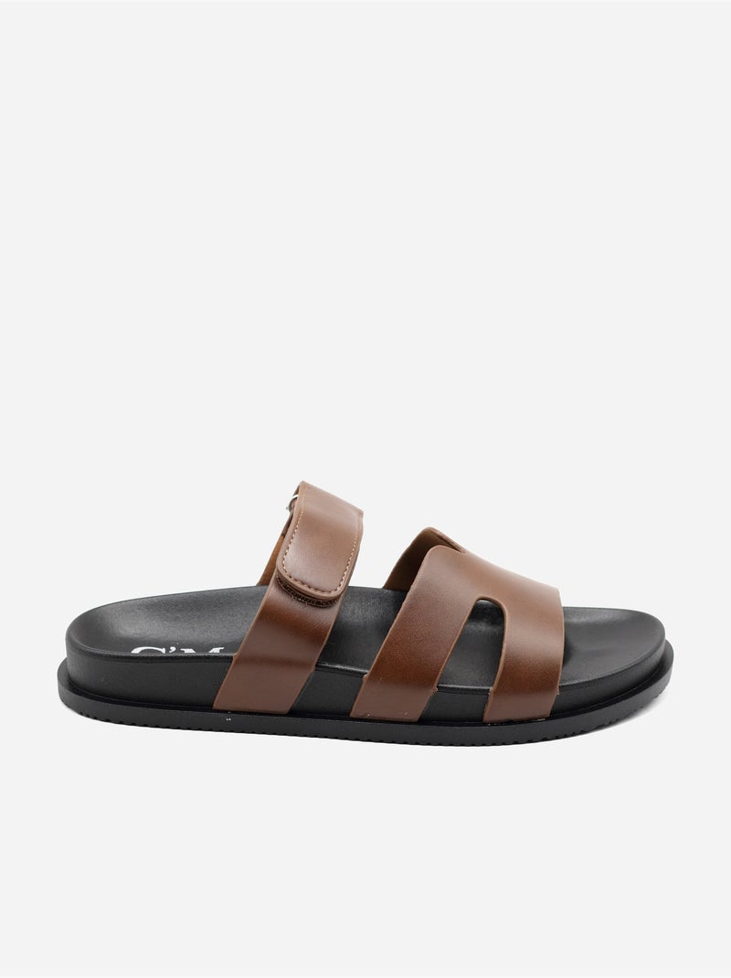 Mules met klittenband Bruin - Kiabi
