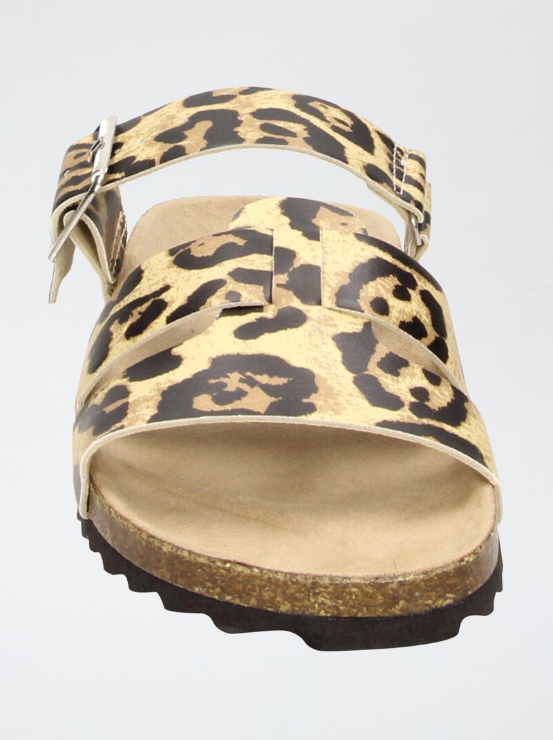 Mules met luipaardprint Bruin - Kiabi