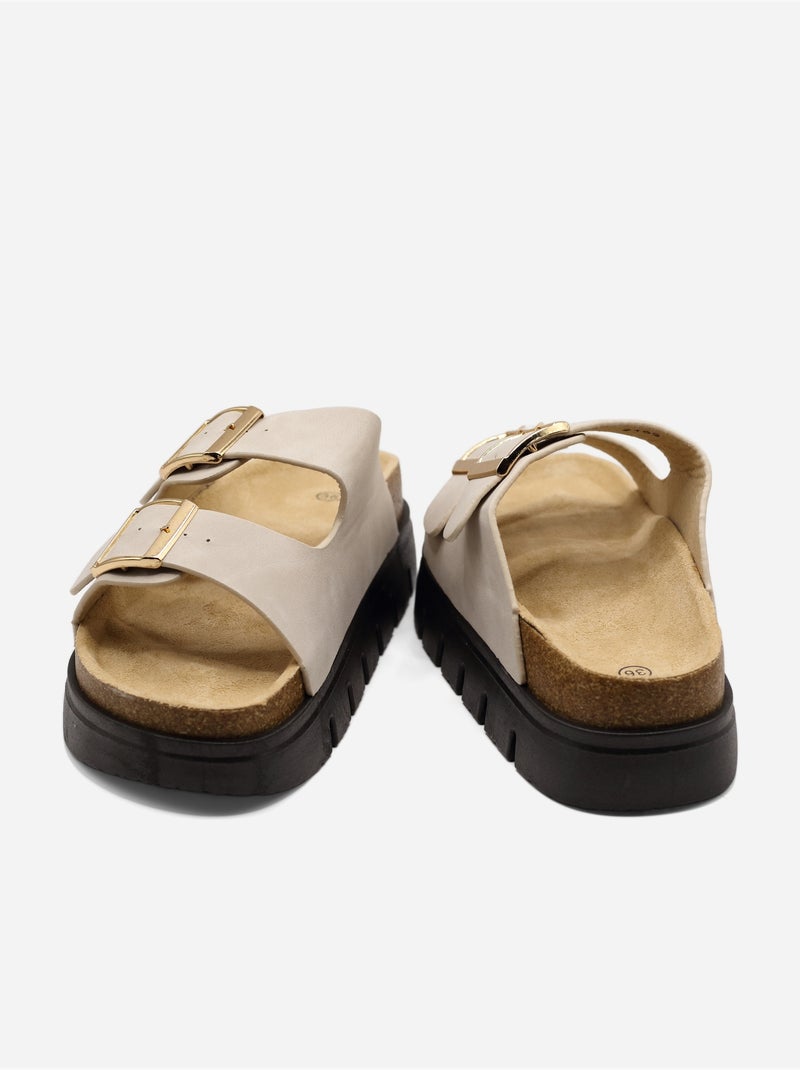 Mules met plateauzool Beige - Kiabi
